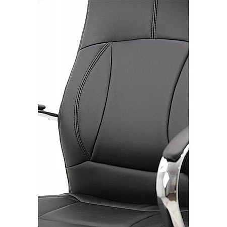 Scaun birou OFF 331, mecanism inclinare, piele ecologica, baza cromata, 110 kg, negru [2]