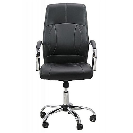 Scaun birou OFF 331, mecanism inclinare, piele ecologica, baza cromata, 110 kg, negru [1]