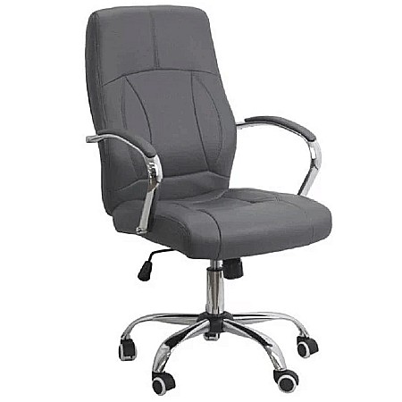 Scaun birou OFF 331, mecanism inclinare, piele ecologica, baza cromata, 110 kg, negru [1]