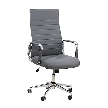 Scaune pentru birou - Scaun birou OFF 937, operativ, piele ecologica, ergonomic, baza cromata, inaltime reglabila, 110 kg