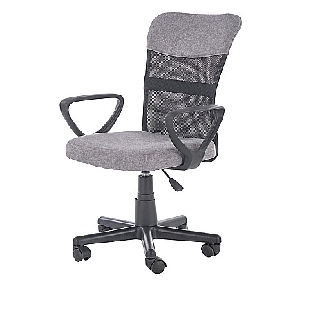 Scaun birou pentru copii cu plasa textila, HM Timmy, ergonomic, inaltime reglabila, structura polipropilena, rotativ, 120 kg, gri [1]