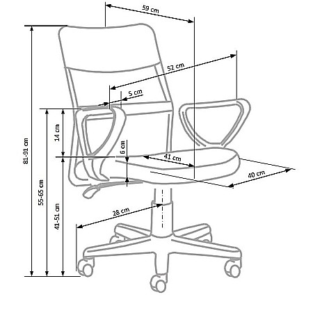 Scaun birou pentru copii cu plasa textila, HM Timmy, ergonomic, inaltime reglabila, structura polipropilena, Rotire 360 ˚, 120 kg, roz [7]