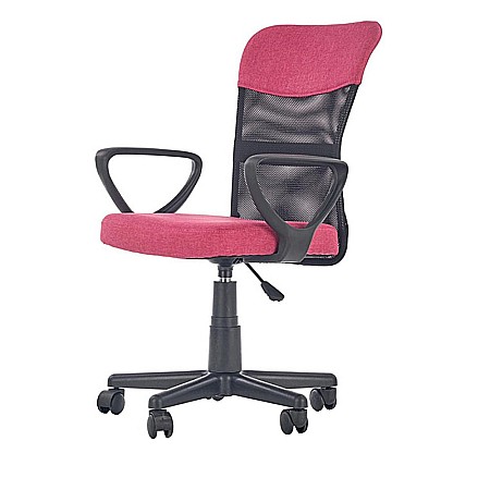 Scaun birou pentru copii cu plasa textila, HM Timmy, ergonomic, inaltime reglabila, structura polipropilena, Rotire 360 ˚, 120 kg, roz [1]