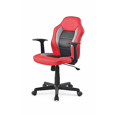 Scaun birou pentru copii HM Nemo, Ergonomic, Cadru Polipropilena, Piele ecologica cu insertii de Mesh, Inaltime ajustabila, Mecanism balansare, 110 Kg, Rosu/Negru [1]