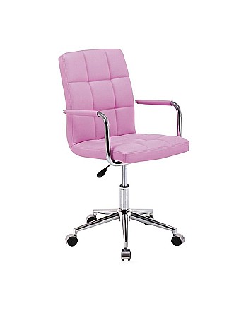 Scaun birou pentru copii SL Q022, Ergonomic, Piele ecologica, Inaltime ajustabila, Roti pivotante, 90 Kg, roz