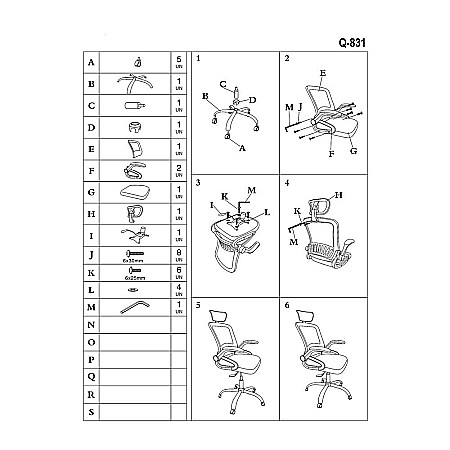 Scaun birou SL Q831, mesh, mecanism de balans, cotiere reglabile, rotatie 360°, suport lombar, 100 kg, negru [1]