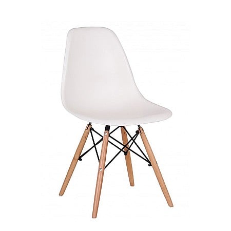 Produse - Scaun bucatarie si living Moon, ergonomic, polipropilena, structura lemn, 100 kg, alb