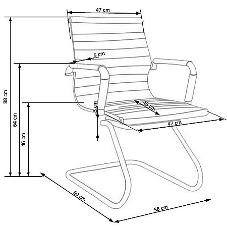 Scaun conferinta HM Prestige Skid, Piele ecologica, Cadru cromat, Suport lombar, 136 kg, 88x61x55 cm, Negru [7]