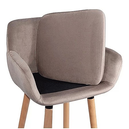 Scaun de bar ABS 1271, cu spatar, catifea, suport picioare, cadru lemn, fix, 110 kg [1]