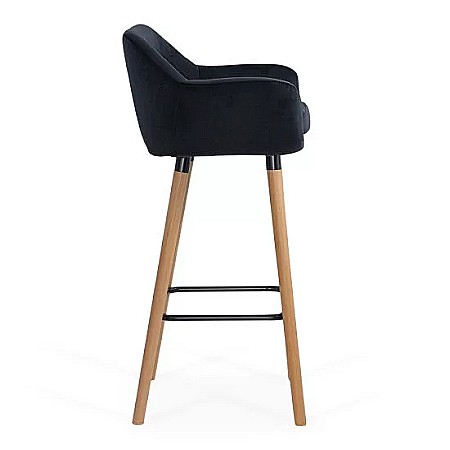 Scaun de bar ABS 1271, cu spatar, catifea, suport picioare, cadru lemn, fix, 110 kg [1]