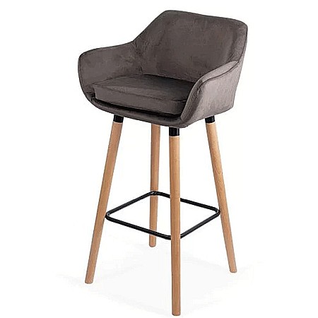 Scaun de bar ABS 1271, cu spatar, catifea, suport picioare, cadru lemn, fix, 110 kg [3]