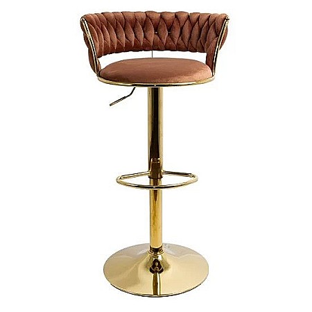 Scaune bar - Scaun de bar ABS118, catifea, suport picioare, metal cromat auriu, rotatie 360 grade, 100 kg