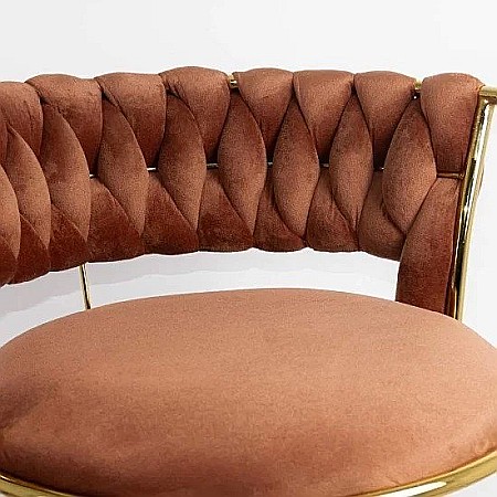 Scaun de bar ABS118, catifea, suport picioare, metal cromat auriu, rotatie 360 grade, 100 kg [1]