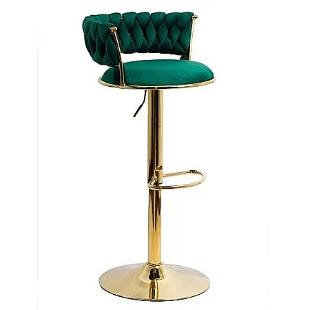 Scaun de bar ABS118, catifea, suport picioare, metal cromat auriu, rotatie 360 grade, 100 kg [3]