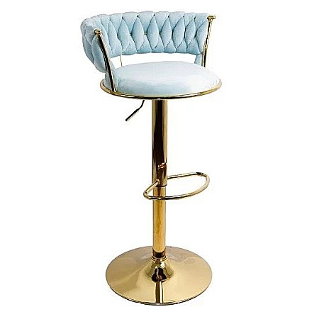 Scaun de bar ABS118, catifea, suport picioare, metal cromat auriu, rotatie 360 grade, 100 kg [4]