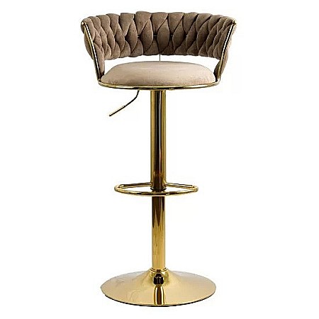Scaun de bar ABS118, catifea, suport picioare, metal cromat auriu, rotatie 360 grade, 100 kg [3]