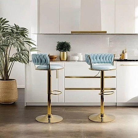 Scaune bar - Scaun de bar ABS118, catifea, suport picioare, metal cromat auriu, rotatie 360 grade, 100 kg