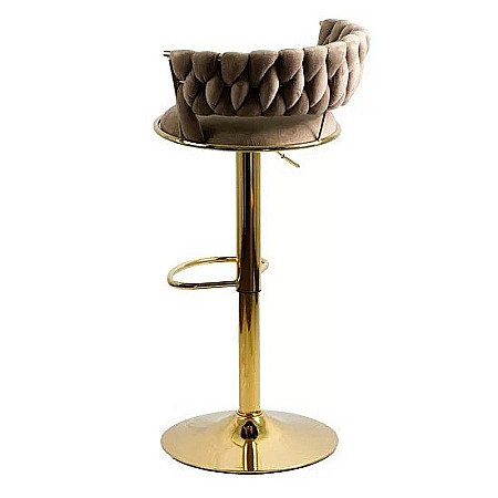 Scaun de bar ABS118, catifea, suport picioare, metal cromat auriu, rotatie 360 grade, 100 kg [1]