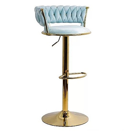 Scaun de bar ABS118, catifea, suport picioare, metal cromat auriu, rotatie 360 grade, 100 kg [3]