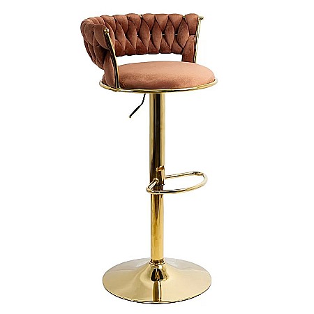 Scaun de bar ABS118, catifea, suport picioare, metal cromat auriu, rotatie 360 grade, 100 kg [3]