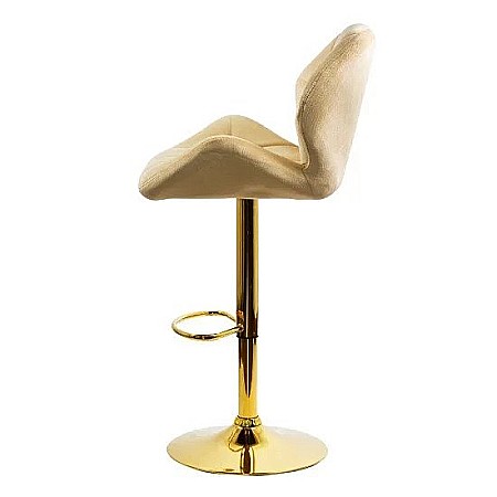 Scaun de bar ABS148, catifea, suport picioare, metal cromat auriu, inaltime reglabila, 100 kg [2]