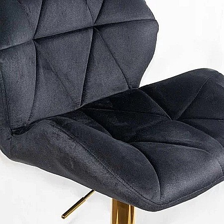 Scaun de bar ABS148, catifea, suport picioare, metal cromat auriu, inaltime reglabila, 100 kg [5]