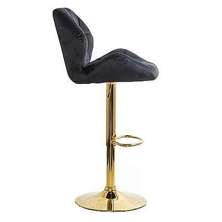 Scaun de bar ABS148, catifea, suport picioare, metal cromat auriu, inaltime reglabila, 100 kg [3]