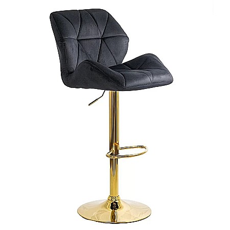 Scaun de bar ABS148, catifea, suport picioare, metal cromat auriu, inaltime reglabila, 100 kg [1]
