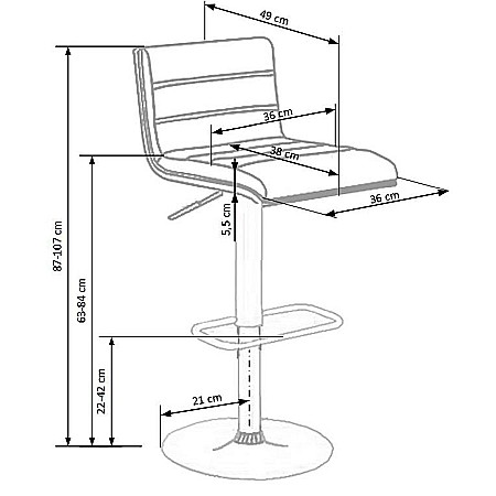 Scaun de bar HM H31, Piele ecologica, Baza cromata, Inaltime ajustabila, Rotativ, Suport picioare, 90 kg, Negru [3]