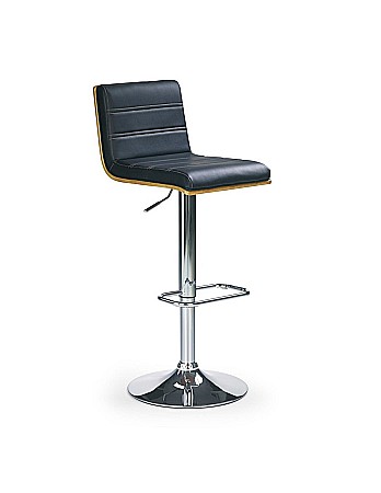 Scaun de bar HM H31, Piele ecologica, Baza cromata, Inaltime ajustabila, Rotativ, Suport picioare, 90 kg, Negru [0]