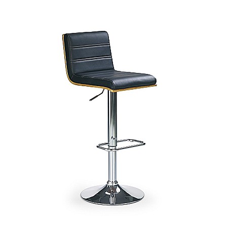 Scaun de bar HM H31, Piele ecologica, Baza cromata, Inaltime ajustabila, Rotativ, Suport picioare, 90 kg, Negru [5]