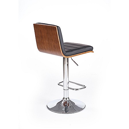Scaun de bar HM H31, Piele ecologica, Baza cromata, Inaltime ajustabila, Rotativ, Suport picioare, 90 kg, Negru [2]