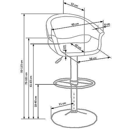 Scaun de bar HM H46, Piele ecologica, Rotativ, Inaltime ajustabila, Cu spatar, Inaltime ajustabila, 90 kg, 115x60x46 cm, Alb/Negru [5]