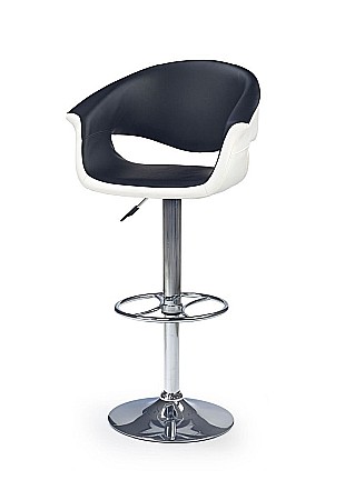 Scaun de bar HM H46, Piele ecologica, Rotativ, Inaltime ajustabila, Cu spatar, Inaltime ajustabila, 90 kg, 115x60x46 cm, Alb/Negru [1]
