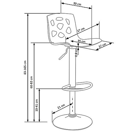 Scaun de bar HM H48, Polipropilena, Cadru Metalic, Suport picioare, Rotativ, 90 kg, alb [4]