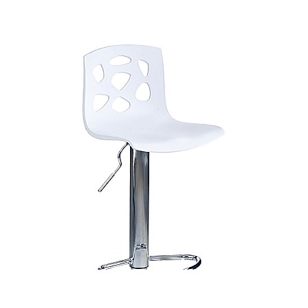 Scaun de bar HM H48, Polipropilena, Cadru Metalic, Suport picioare, Rotativ, 90 kg, alb [2]