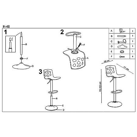 Scaun de bar HM H48, Polipropilena, Cadru Metalic, Suport picioare, Rotativ, 90 kg, alb [5]