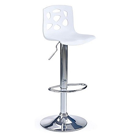 Produse - Scaun de bar HM H48, Polipropilena, Cadru Metalic, Suport picioare, Rotativ, 90 kg, alb