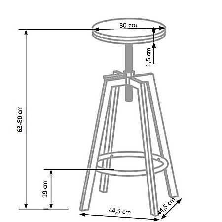 Scaun de bar HM H64, Inaltime ajustabila, Rotativ, 100 kg, Negru/Maro [1]