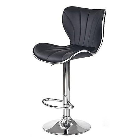 Scaun de bar HM H69, Piele ecologica, Inaltime ajustabila, Suport picioare, Cu spatar, Rotativ, 90 kg, Negru [2]
