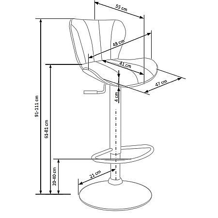 Scaun de bar HM H69, Piele ecologica, Inaltime ajustabila, Suport picioare, Cu spatar, Rotativ, 90 kg, Negru [3]