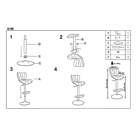 Scaun de bar HM H69, Piele ecologica, Inaltime ajustabila, Suport picioare, Cu spatar, Rotativ, 90 kg, Negru [4]