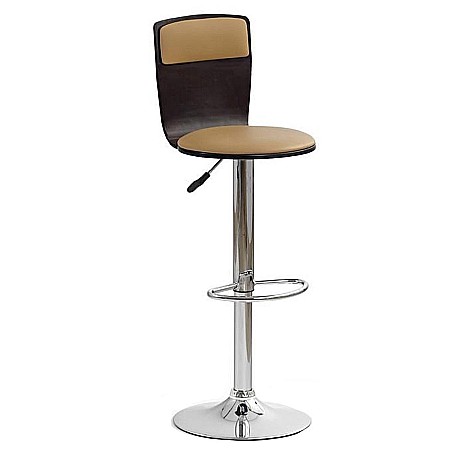Scaun de bar HM H7, Placaj curbat, Piele ecologica, Inaltime ajustabila, Rotativ, 90 kg, Wenge [0]