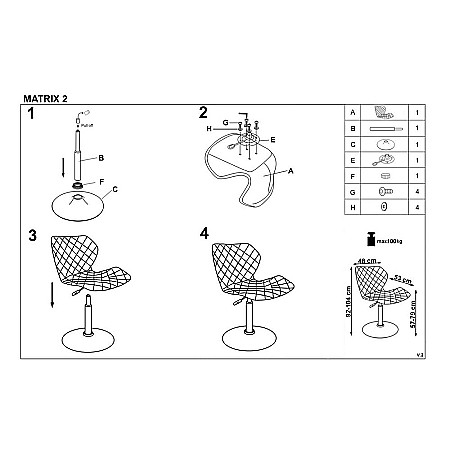 Scaun de bar HM Matrix 2, Ergonomic, Baza fixa, Cadru Cromat, Stofa/Piele ecologica, Inaltime ajustabila, Rotativ, 100 Kg, Alb/Negru [6]