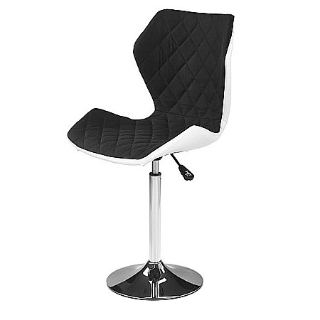 Scaun de bar HM Matrix 2, Ergonomic, Baza fixa, Cadru Cromat, Stofa/Piele ecologica, Inaltime ajustabila, Rotativ, 100 Kg, Alb/Negru [1]