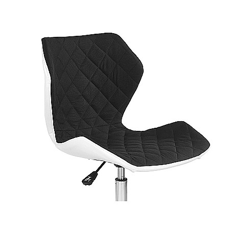 Scaun de bar HM Matrix 2, Ergonomic, Baza fixa, Cadru Cromat, Stofa/Piele ecologica, Inaltime ajustabila, Rotativ, 100 Kg, Alb/Negru [2]