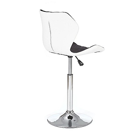 Scaun de bar HM Matrix 2, Ergonomic, Baza fixa, Cadru Cromat, Stofa/Piele ecologica, Inaltime ajustabila, Rotativ, 100 Kg, Alb/Negru [4]