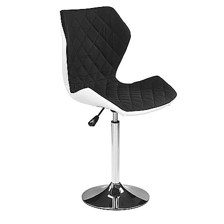 Scaun de bar HM Matrix 2, Ergonomic, Baza fixa, Cadru Cromat, Stofa/Piele ecologica, Inaltime ajustabila, Rotativ, 100 Kg, Alb/Negru [0]