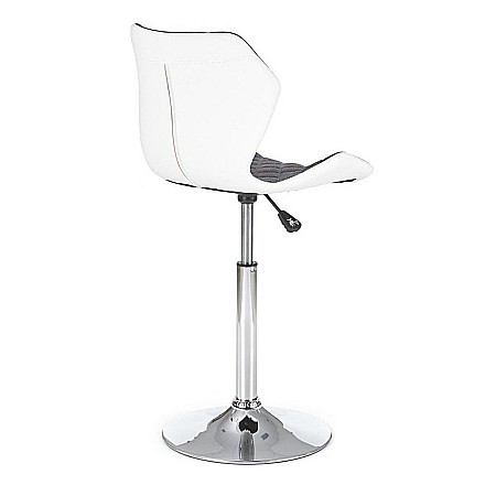 Scaun de bar HM Matrix 2, Ergonomic, Baza fixa, Cadru Cromat, Stofa/Piele ecologica, Inaltime ajustabila, Rotativ, 100 Kg, Alb/Gri [4]