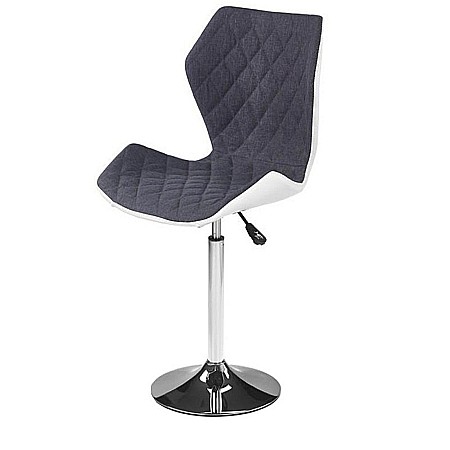 Scaun de bar HM Matrix 2, Ergonomic, Baza fixa, Cadru Cromat, Stofa/Piele ecologica, Inaltime ajustabila, Rotativ, 100 Kg, Alb/Gri [1]